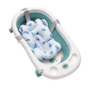十月结晶婴儿洗澡盆新生儿大号可折叠宝宝浴盆格洛里蓝浴盆浴网浴垫3件套