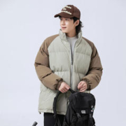 oyy 2023冬季新款韩版加厚插色拼色面包服外套情侣同款抖音