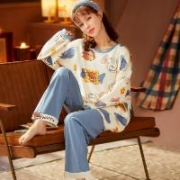 超级补贴：雅模派对 女款长袖纯棉家居服睡衣两件套 Z28541