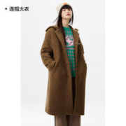 太平鸟女装 太平鸟福利合集毛呢外套女冬装新款毛呢大衣 棕色大衣 S
