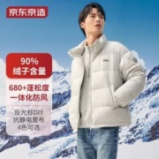 京东京造 情侣胶章轻薄羽绒服 男女宽绗缝 冬外套短款90绒