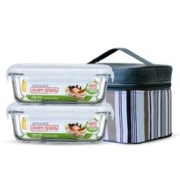88VIP会员：LOCK&LOCK 玻璃饭盒保温袋带饭750ml*2+保温包微波炉加热保鲜盒