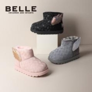 BeLLE 百丽 儿童雪地靴男女宝宝短靴加绒加厚保暖冬季新款软底防滑棉靴子
