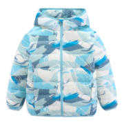 雪中飞（SNOWFLYING）儿童轻薄羽绒服男童保暖防寒2023新款童装中大童女童薄款冬外套 蓝色几何 130cm