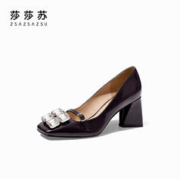 zsazsazsu 莎莎苏 [南法庄园]莎莎苏2023年秋季新款高粗跟水钻玛丽珍法式方头单鞋女