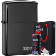 之宝(Zippo)煤油打火机黑冰商标礼盒150ZL （火机+小油133ml+火石6粒） 黑冰商标