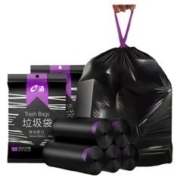 e洁 家用垃圾袋自动收口加厚手提式厨房提绳式垃圾分类袋大号黑色