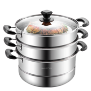 美厨（maxcook）三层蒸锅 26cm不锈钢蒸锅加厚复底蒸煮两用 电磁炉燃气通用MZB-26