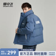 雪中飞 秋冬新款男士时尚休闲舒适大气立领短款羽绒服 雾蓝色 175/92A
