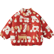 papa爬爬冬儿童外套婴儿衣服拜年服宝宝夹棉新年棉服外出保暖厚款外套 红色 90cm