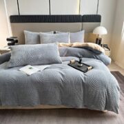 AIDLI A类双面加厚雕花牛奶绒四件套  200*230cm