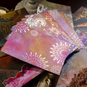 美好的一天背景素材贴纸 星光魔法系列ins梦幻烫金月相手帐打底纸