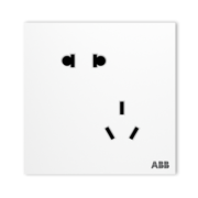 ABB 开关插座面板 盈致系列白色  无边框 86型电源 斜五孔插座10只装