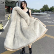 La Chapelle 品牌女装 派克服女新款2022冬季中长款 卡其外壳+卡其内胆 S 体重100--125