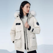 BOSIDENG 波司登 户外连帽中长款工装加厚修身保暖羽绒服女外套