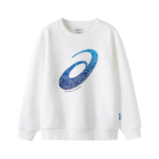 asics亚瑟士童装秋冬新品男女儿童中大童圆领印花休闲卫衣LOGO款 00白色 150cm