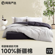 YANXUAN 网易严选 A类新疆天竺棉100%全棉针织拼色四件套学生用1.5m床雾月灰床单款