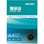 deli 得力 珊瑚海4打印纸 80克500张*5包一箱 销冠复印纸 双面加厚草稿纸 整箱2500张 7378