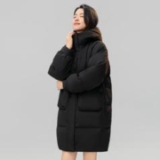 冰洁BENGEN 2023新款羽绒服女冬季中长款都市休闲时尚连帽大贴袋外套女