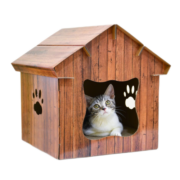 得酷 DIY房子室内用品磨抓器瓦楞纸质猫窝猫屋配套猫抓板 棕色 竹纹猫屋36*35*40CM（适合6斤以下）