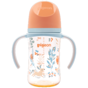 贝亲（Pigeon）自然实感第3代 双把手奶瓶 240ml-丛林小兔 M号 3个月以上  AA218