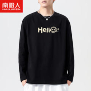 南极人 Nanjiren）长袖t恤男宽松休闲衣服圆领百搭潮流男装纯棉上衣打底衫男黑色XL
