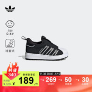 adidas 阿迪达斯 三叶草SUPERSTAR男婴童加绒保暖一脚蹬贝壳头板鞋 黑/白 27(160mm)