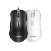 百亿补贴：飞利浦（PHILIPS） 鼠标有线USB家用办公商务笔记本台式电脑电竞静音游戏 黑色（有声版）