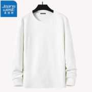 限移动端、京东百亿补贴：JEANSWEST 真维斯 T恤长袖男秋冬内搭上衣保暖秋衣圆领加厚打底衫百搭体恤白t纯色 白色 3XL