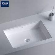 高仪（GROHE）进口陶瓷台下盆 家用洗脸盆 卫生间方形面盆有溢水口3970900H