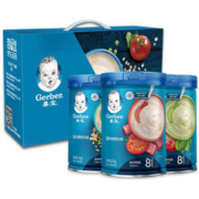 88VIP会员：Gerber 嘉宝 米粉 国产版 2段 混合谷物味+混合蔬菜味+4段 番茄牛肉味 250g*3罐 礼盒装