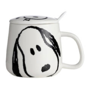 88VIP会员：SNOOPY 史努比 陶瓷水杯男女办公室带盖勺牛奶杯子可爱喝水咖啡早餐马克杯