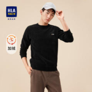 HLA 海澜之家 针织衫加绒加厚字母刺绣套头衫长袖毛衣男 黑色B2