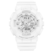 卡西欧（CASIO）女表BABY-G少女时代女黑金多功能电子防水运动手表 白色BA-110X-7A3