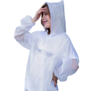 毕亚兹雨衣一次性雨衣成人电动车半透明雨衣长款带帽加厚便携雨披白色