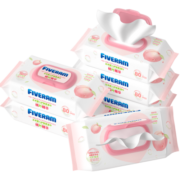 五羊（FIVERAMS）护肤柔湿巾80抽×6包 湿纸巾婴儿湿巾洗脸巾纸品儿童 含桃叶精华