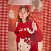 GUKOO 果壳 半边绒睡衣女冬HelloKitty联名圣诞新年可爱女家居服D