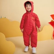 迷你巴拉巴拉 宝宝连体衣新年夹棉爬服哈衣婴儿衣服