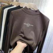 BTTKDL 潮牌小熊半高领德绒打底衫咖啡色[双面德绒] XL 115-130斤