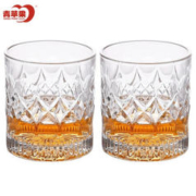 青苹果 玻璃杯酒杯玻璃威士忌啤酒洋酒杯XO烈酒杯水杯套装雕花款两只装