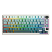 RKS75三模机械键盘无线2.4G蓝牙有线RGB全键无冲81键带旋钮0.66吋OLED屏热插拔轴Gasket结构海渊版云雾轴