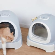 MAKAR 美卡 机器猫全封闭式猫砂盆家用猫咪成品大号防外溅猫厕所猫咪-亚银灰