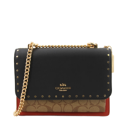 蔻驰（COACH）奢侈品女士风琴包单肩斜挎包黑拼色PVC配皮【品牌授权直供】