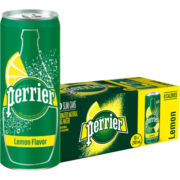 巴黎水（Perrier ）法国原装进口 柠檬味气泡矿泉水  250ml*30罐 整箱装