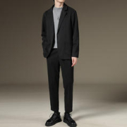 ROMON 罗蒙 【两件套】秋冬新款加绒加厚男士毛呢西服套装痞感轻熟风港风