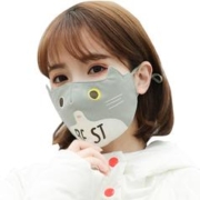 MAXVIVI 口罩女 卡通猫咪女士口罩防尘学生口罩挂耳式护眼角口罩 WKZ943097 绿色+粉色（2个装）