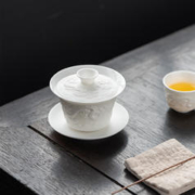 浮雕羊脂玉瓷茶杯茶碗 透影/浮雕龙 200ml
