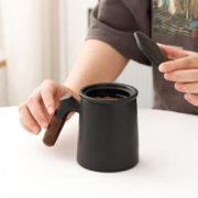 惠寻 陶瓷茶水分离杯 陶瓷 禅风黑