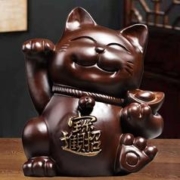 天从 黑檀木雕招财猫 长宽高17*13*20厘米