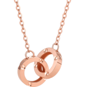 周六福18K金项链女双环彩金项链生日礼物 红18K金 约0.85g-40+5cm